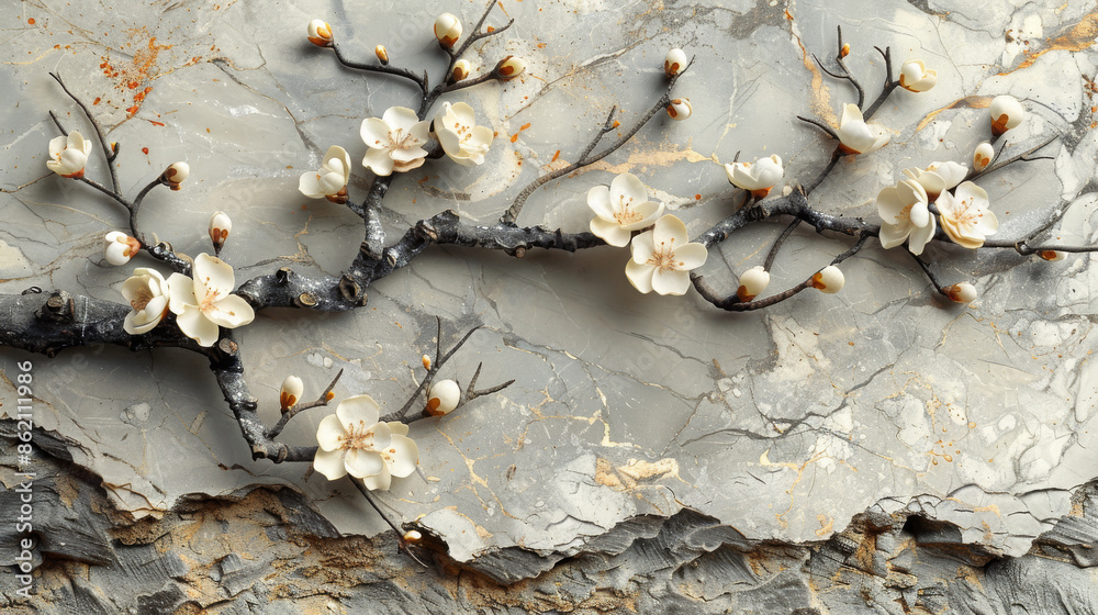 panel wall art, wall decoration, marble background with flowers designs panel wall art, wall decoration, marble background with flowers designs