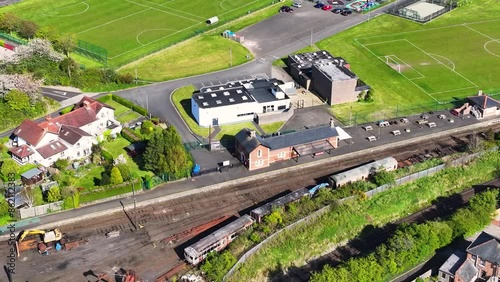 Aerial view of Whitehead Railway Museum County Antrim Northern Ireland 14th June 202 photo