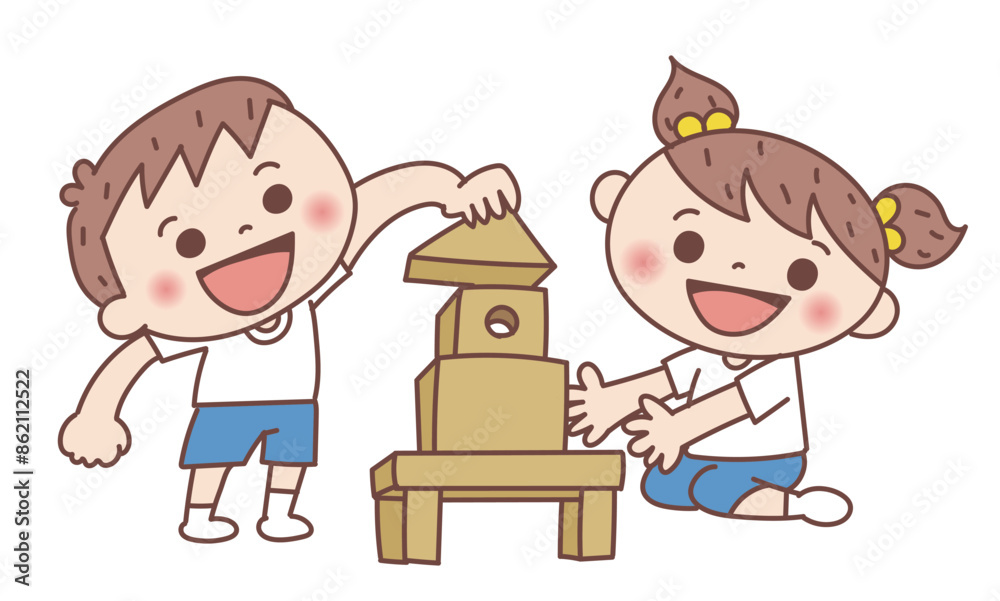 積み木で遊ぶ子どもたち 積み木で遊ぶ子どもたち