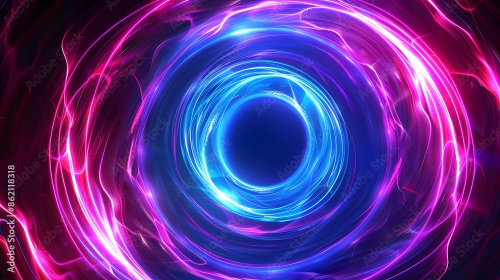 Radiant Neon Glowing Circle Rays Light Design for Vivid Background Radiant Neon Glowing Circle Rays Light Design for Vivid Background