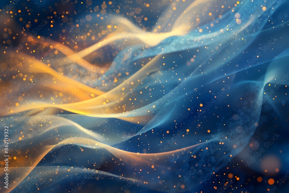 Fototapeta premium Vibrant Flowing Particles Backdrop with Ethereal Digital Energy