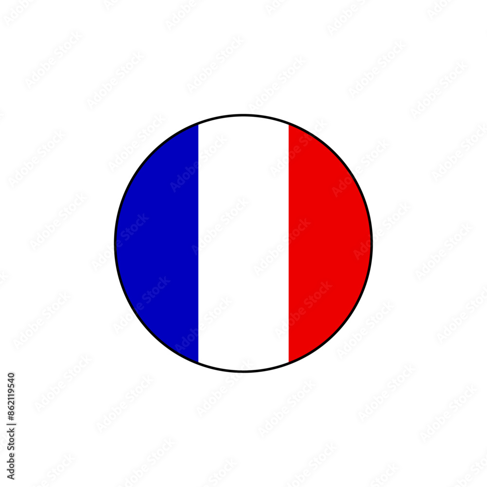 France flag vector. French or France country national flag in round circle shape isolated on white background France flag vector. French or France country national flag in round circle shape isolated on white background