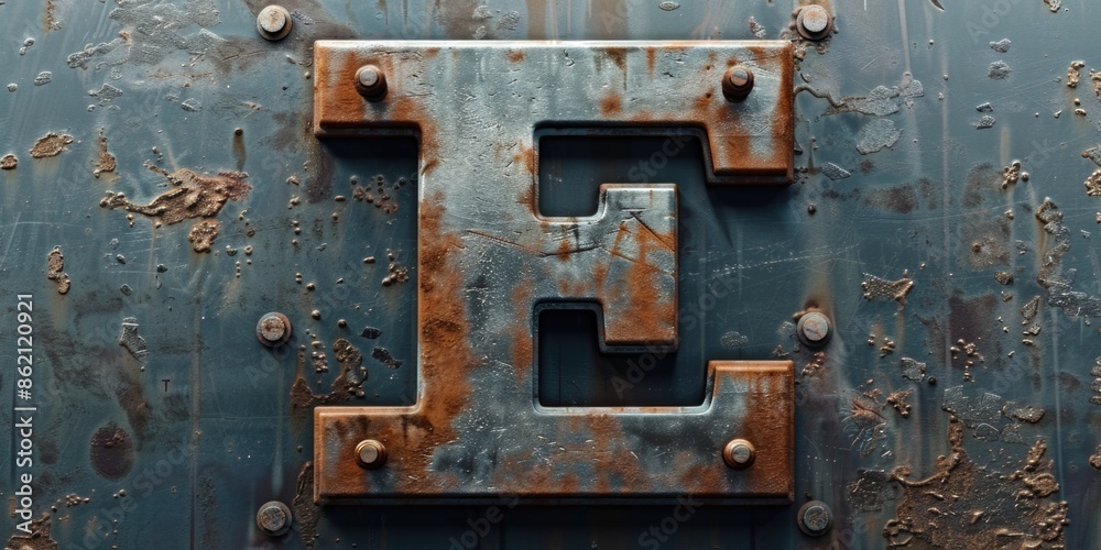 Rusted metal letter E Rusted metal letter E