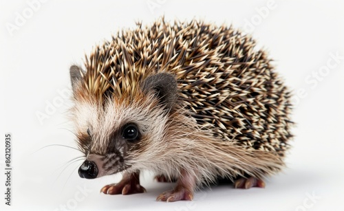 A Close Up Of A Brown And White Hedgehog On A White Background
