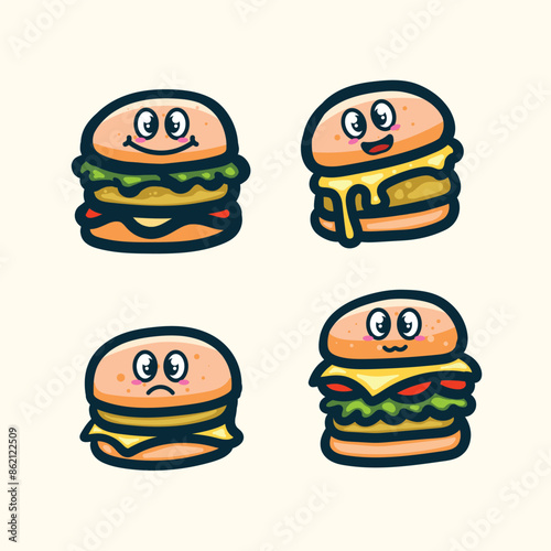 cute food drawing burger