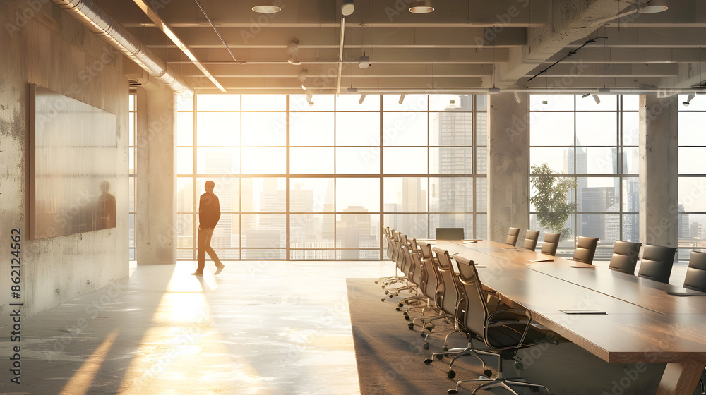 Spacious and Bright Empty Corporate Office Space with Glass Walls and Wooden Conference Table Ideal for Professional Meeting Construction Management or Architectural Presentation Spacious and Bright Empty Corporate Office Space with Glass Walls and Wooden Conference Table Ideal for Professional Meeting Construction Management or Architectural Presentation