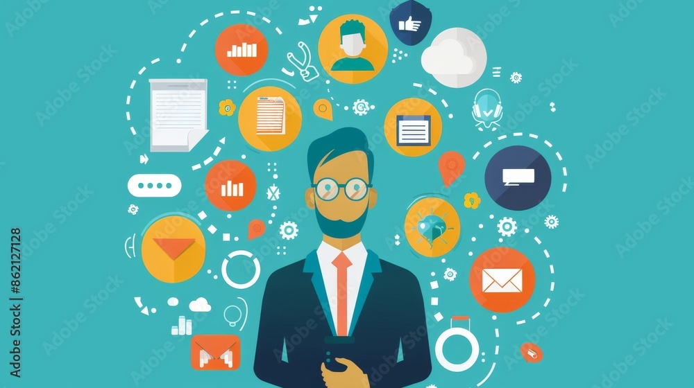 Man with Business Ideas and Technology Concepts Man with Business Ideas and Technology Concepts