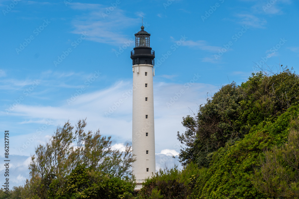 Lighthouse of Biarritz in touristic Biarritz city, Basque Country, Bay of Biscay of Atlantic ocean, France