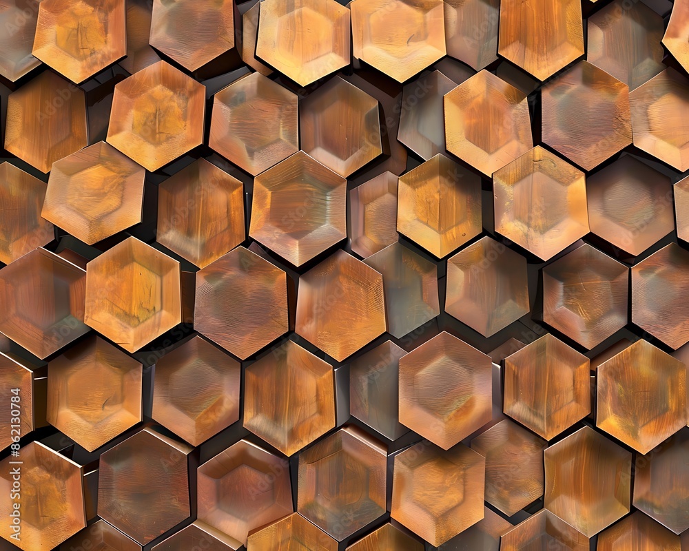 imagine: A stunning geometric pattern of tessellated hexagons in warm earth tones imagine: A stunning geometric pattern of tessellated hexagons in warm earth tones