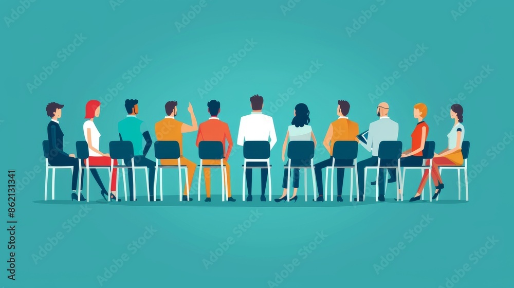 Diverse Group of People Sitting in Chairs Facing Forward Diverse Group of People Sitting in Chairs Facing Forward