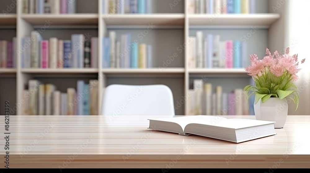 white table with books, stationery and copy space in blurred study room white table with books, stationery and copy space in blurred study room
