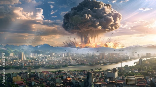 Simulated Devastation A Nuclear Strike on Hanoi s Skyline photo