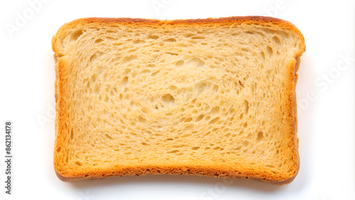 One piece of fresh toast bread isolated on white, top view