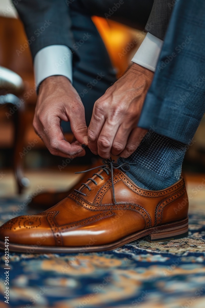Man Tying His Shoe Man Tying His Shoe