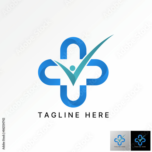 Logo design graphic concept creative premium vector stock initial U font cycle mark checklist medical cross. Related to monogram typography branding