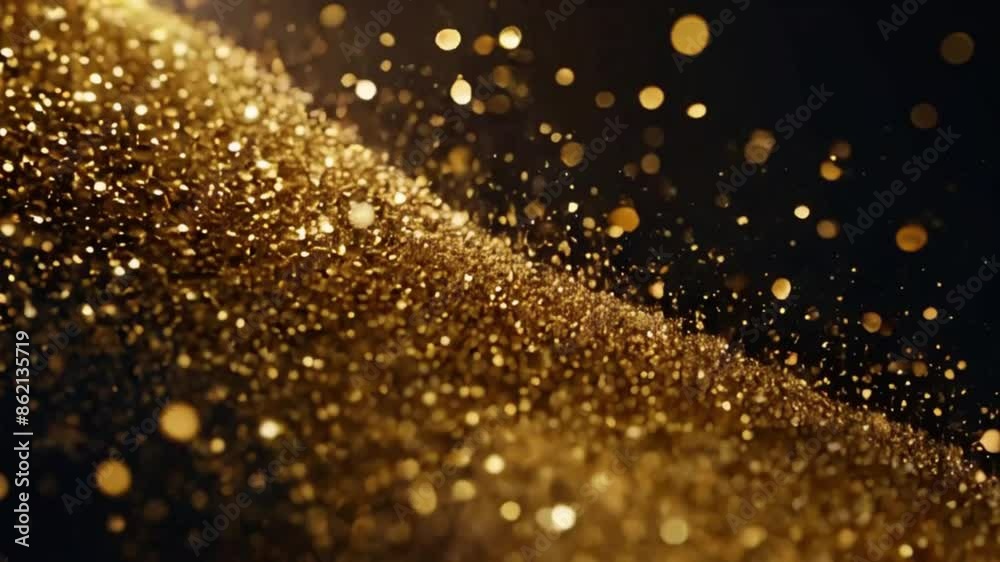 Super slow motion of glittering golden particles. Shallow depth of focus. Filmed on high speed cinema camera, 1000 fps. Super slow motion of glittering golden particles. Shallow depth of focus. Filmed on high speed cinema camera, 1000 fps.