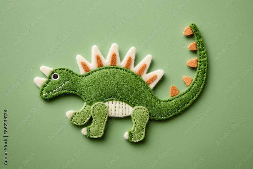 Obraz premium embroidered art of cute dinosaurus cute Spinosaurus, embroidered, fashion, art, textile, dinosaur, design, vector, fabric, retro, decoration, print, illustration, graphic,, kids