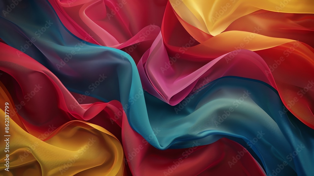 Close-up of vibrant colorful silk fabric showcasing intricate patterns. Close-up of vibrant colorful silk fabric showcasing intricate patterns.