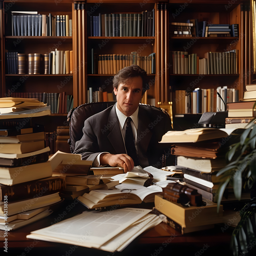 A businessman reviews business contracts, focusing on joint financial investment details, in a luxurious office setting. A businessman reviews business contracts, focusing on joint financial investment details, in a luxurious office setting.