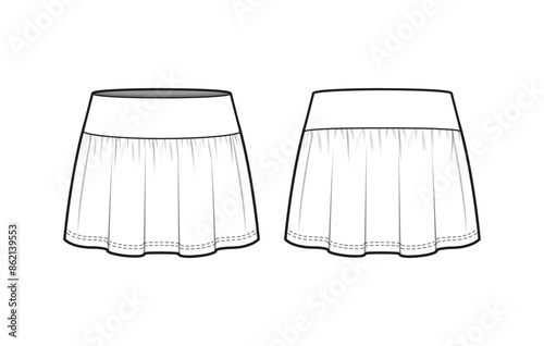 Sports Skirt Flat Technical Sketch CAD