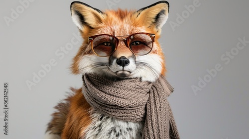 A Fashionable Fox in Glasses and a Scarf © We3 Animal