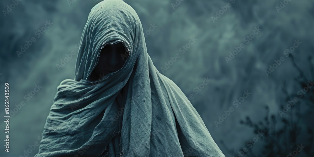 Person in hooded cloak Person in hooded cloak