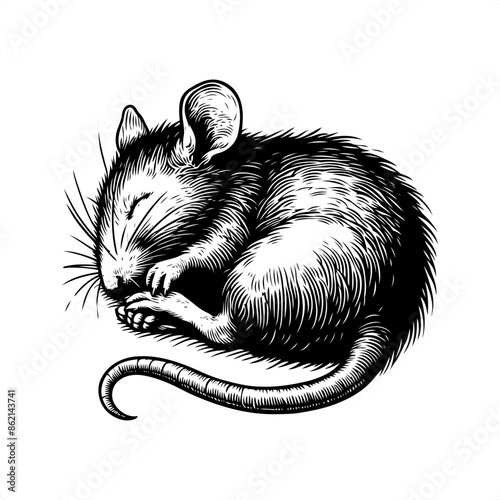 rat in black and white animal drawing,