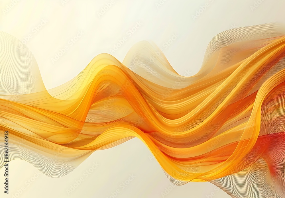 Yellow and orange gradient background with abstract wave lines, illustration. The design features flowing shapes in light yellow and warm tones on a white background, creating an elegant Yellow and orange gradient background with abstract wave lines, illustration. The design features flowing shapes in light yellow and warm tones on a white background, creating an elegant