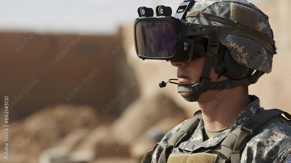 Fototapeta premium Wearable Technologies Enhancing Soldier Performance on the Battlefield