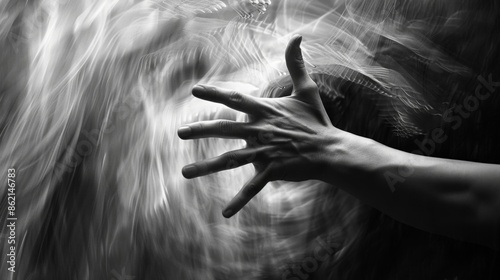 Capturing the energy of hands in motion evoking a sense of dynamism. Black and white art © Justlight
