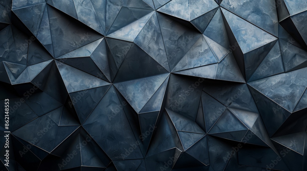 Dark navy blue background with geometric pattern for web design, digital art. Abstract dark gray wallpaper with triangular shapes. Modern minimalist black and grey background with 3D effect. Dark navy blue background with geometric pattern for web design, digital art. Abstract dark gray wallpaper with triangular shapes. Modern minimalist black and grey background with 3D effect.