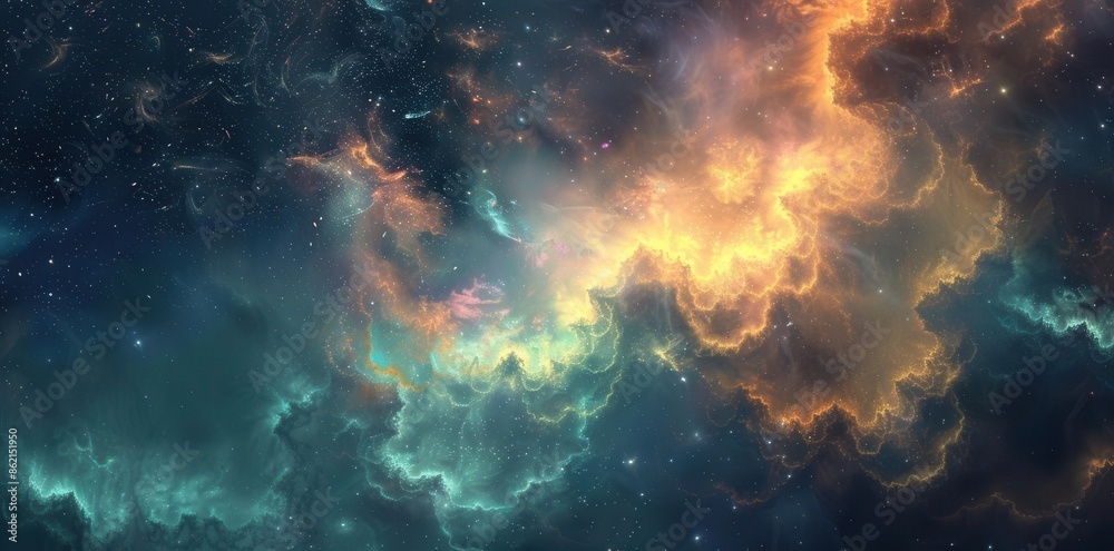 Fototapeta premium Celestial Magic. A serene and ethereal fantasy landscape