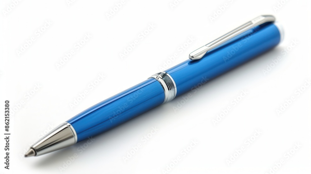 a ballpoint pen, essential stationery item, sleek blue design, isolated on white background a ballpoint pen, essential stationery item, sleek blue design, isolated on white background
