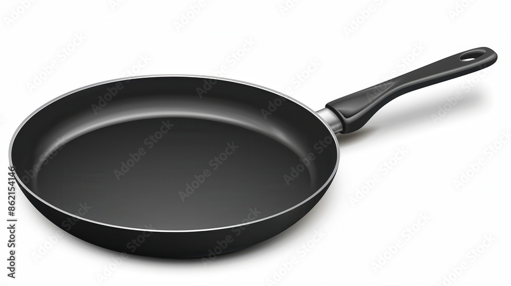 a non-stick frying pan, versatile cooking utensil, black, isolated on white background a non-stick frying pan, versatile cooking utensil, black, isolated on white background