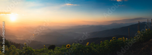 Fotografie Banner Scenic view dramatic beautiful sunset sky