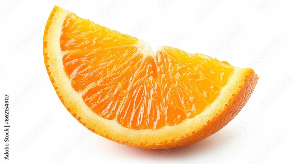 a sliced orange, fresh fruit, bright orange segments, isolated on white background