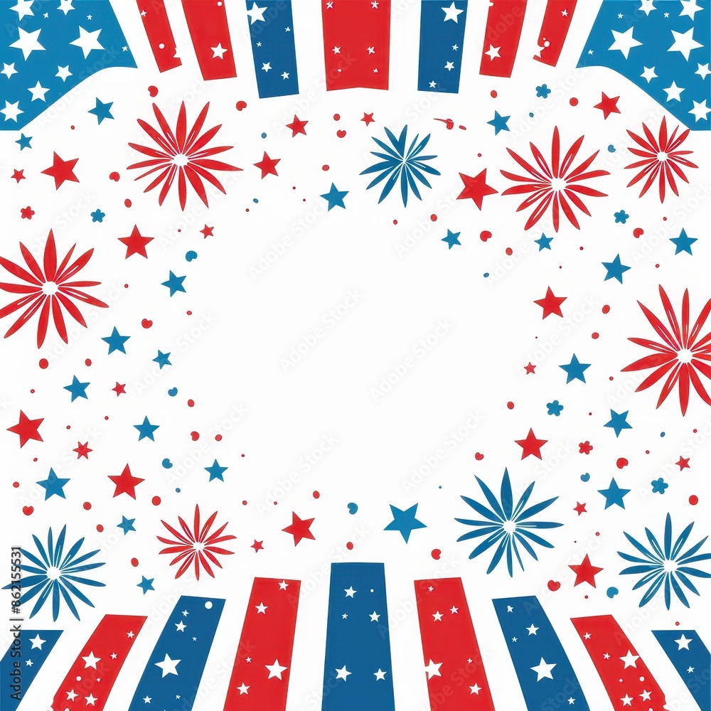 Obraz premium Patriotic Vintage American Flag with Stars and Fireworks