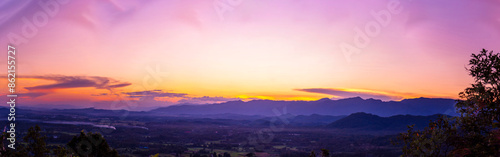 Purple pastel sky Romantic landscape sunrise foggy mountain in morning pastel tone. Twilight Beautiful landscape foggy hills violet beautiful Purple sky sunset dramatic landscape mountain cloudscape