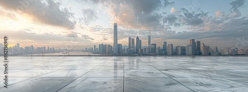 Empty Cityscape View of Modern Skyscrapers in Shanghai, China