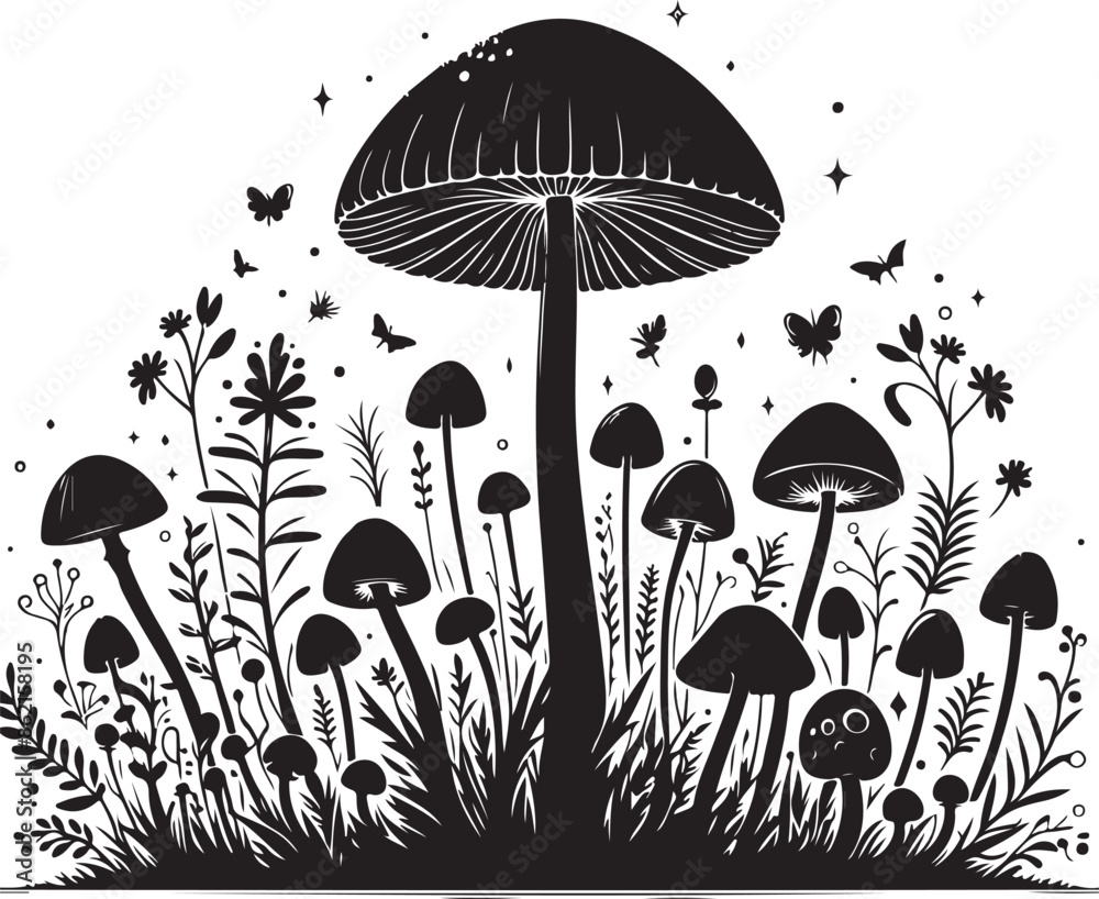 Mushroom icon vector flat silhouette style vector image illustration Mushroom icon vector flat silhouette style vector image illustration