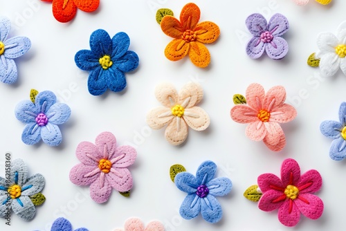 embroidered of cute  flowers handmade colors cute, art, design, cute, embroidery, handmade, illustration, decoration, vector, , pattern, fashion, white background