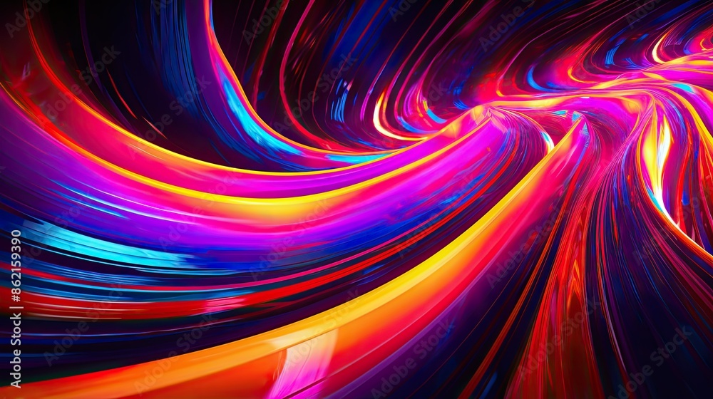 Vibrant neon lights pulsating in abstract patterns
