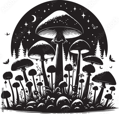 Mushroom icon vector flat silhouette style vector image illustration
