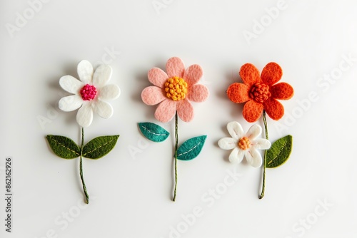 embroidered of cute  flowers handmade colors cute, art, design, cute, embroidery, handmade, illustration, decoration, vector, , pattern, fashion, white background