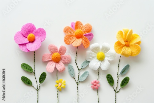 embroidered of cute  flowers handmade colors cute, art, design, cute, embroidery, handmade, illustration, decoration, vector, , pattern, fashion, white background