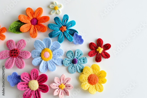 embroidered of cute  flowers handmade colors cute, art, design, cute, embroidery, handmade, illustration, decoration, vector, , pattern, fashion, white background