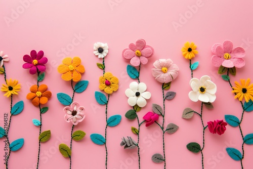 embroidered of cute  flowers handmade colors cute, art, design, cute, embroidery, handmade, illustration, decoration, vector, , pattern, fashion, pink Background