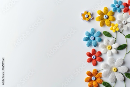 embroidered of cute  flowers handmade colors cute, art, design, cute, embroidery, handmade, illustration, decoration, vector, , pattern, fashion, white background