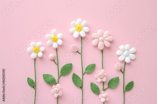 embroidered of cute  flowers handmade colors cute, art, design, cute, embroidery, handmade, illustration, decoration, vector, , pattern, fashion, pink Background