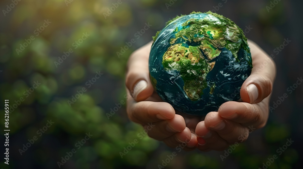 Hands cradling a small green world, symbolizing dedication to nature conservation Hands cradling a small green world, symbolizing dedication to nature conservation